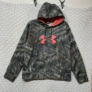 Under Armour Fleece Hoodie Sweatshirt Womens Sz L Camouflage Semi-Fitted